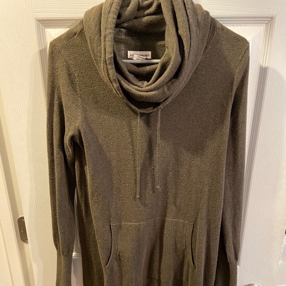 Cowl neck sweater dress